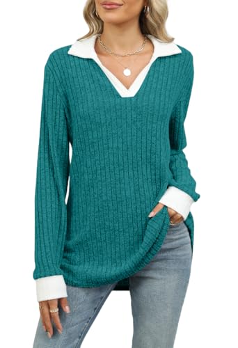 Image of Womens Long Sleeve Shirts Fashion Fall Tops Blouses Sweater Dressy Business Casual Outfits