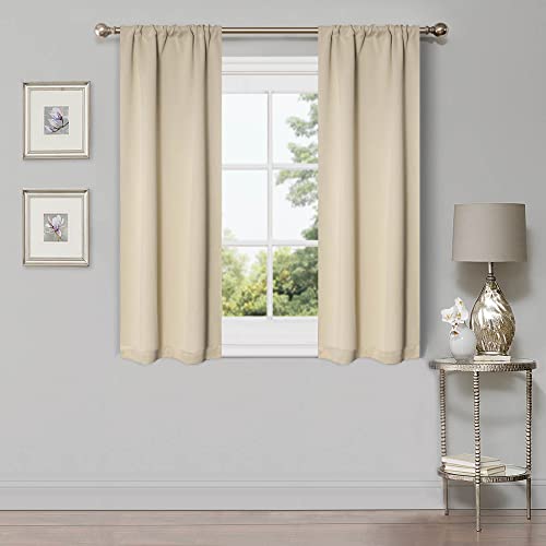Superior Blackout Curtains, Room Darkening, Bedroom, Drapes, Kitchen, Living Room Window Accents, Sun Blocking, Thermal, 2 Pack, Solid Blackout Curtains, Set of 2, 26" x 63", Ivory