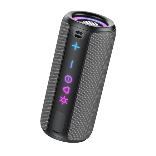 Image of TIMU Wireless Portable Speaker,24H Playtime, 3 Colorful RGB Lights, Bluetooth 5.4 for Outdoor/Home/Party, (Grey)