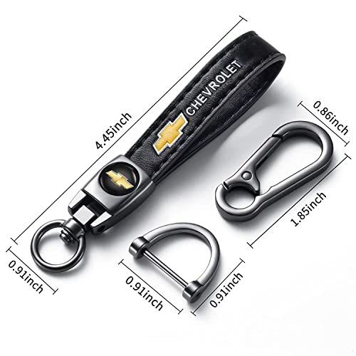 Image of Genuine Leather Key Chain Set for Chevy Malibu Camaro Trax Traverse Sonic Cruze Volt Equinox Spark Keyring Keychain Accessories Family Present(Black)