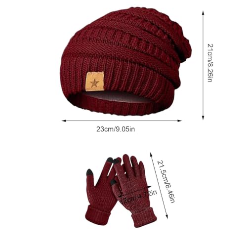 Gorro y guantes de mujer a prueba de viento cálido suave de invierno 5
