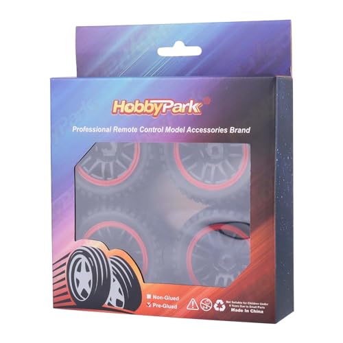 HobbyPark 2.55" Tall 12mm Hex PreGlued 1/10 RC Touring Car Wheels and Tires Set 1.02" 26mm Wide Soft Rubber for Tamiya HPI Traxxas Redcat Kyosho Brushless Motor 2S 3S Lipo (Style 1) - Thumbnail 7