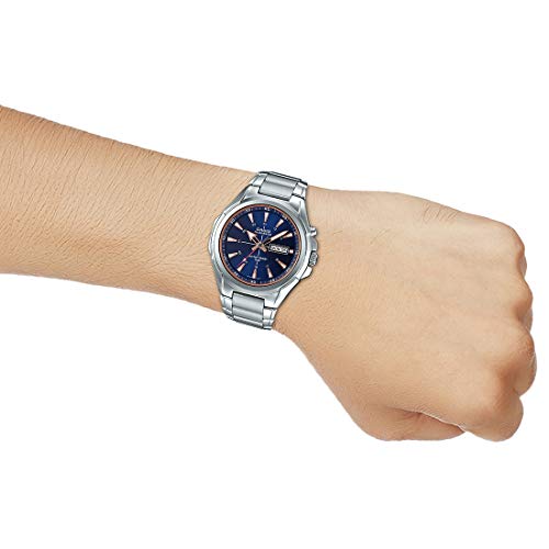 Image of Casio MTP-E200D-2A2V Men's Stainless Steel Illuminator Day Date Blue Dial Watch