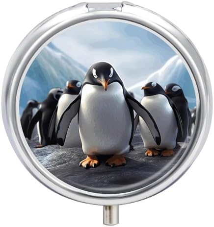 Funny Penguins1 Pill Case Portable Round Pill Boxes Moisture Proof Pill Organizer with 3 Compartment to Hold Vitamins Medication Fish Oil Funny Penguins1 Pill Case Portable Round Pill Boxes Moisture Proof Pill Organizer with 3 Compartment to Hold Vitamins Medication Fish Oil