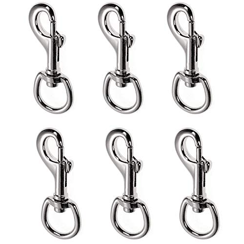 Amasawa EIN Satz Von 6 Robusten Karabinerhaken, Hundehalsband Mit Drehgelenk, Hakenlänge 90 mm, für Hundeleine,Bergsteigen, Schlüsselbund, Schnalle für Haustiere (Silber)