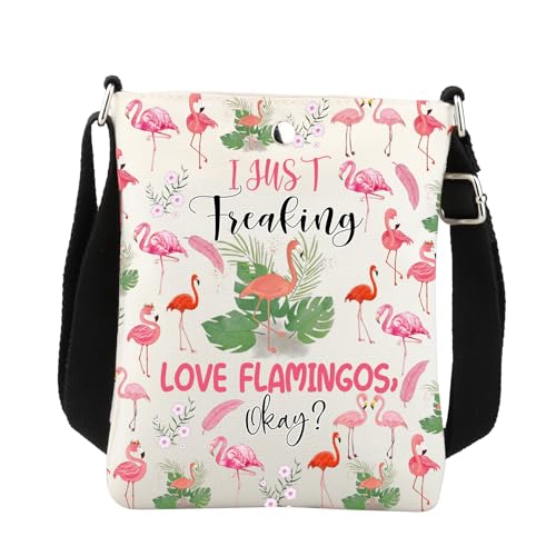 BNQL Flamingo Crossbody Bag Flamingo Gifts for Flamingo Lovers Pink Flamingo Gifts I Just Freaking Love Flamingos Handbag