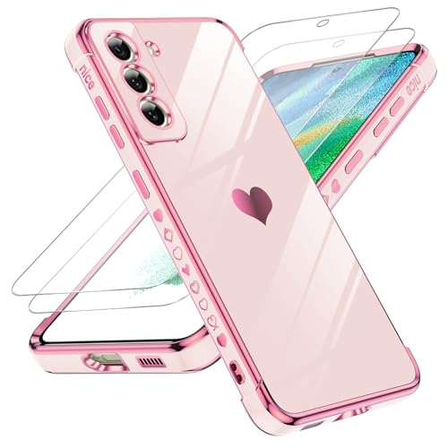 Coque Samsung S21 FE cœur d'amour pour femme protection objectif photo