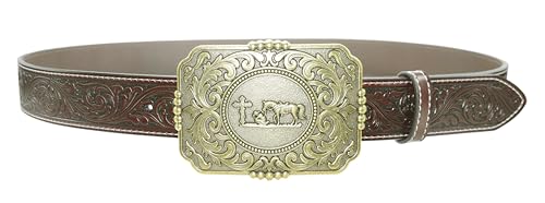 Image of Moranse Cross Cowboy Kneeling Prayer Horse Zinc Alloy Belt Buckles