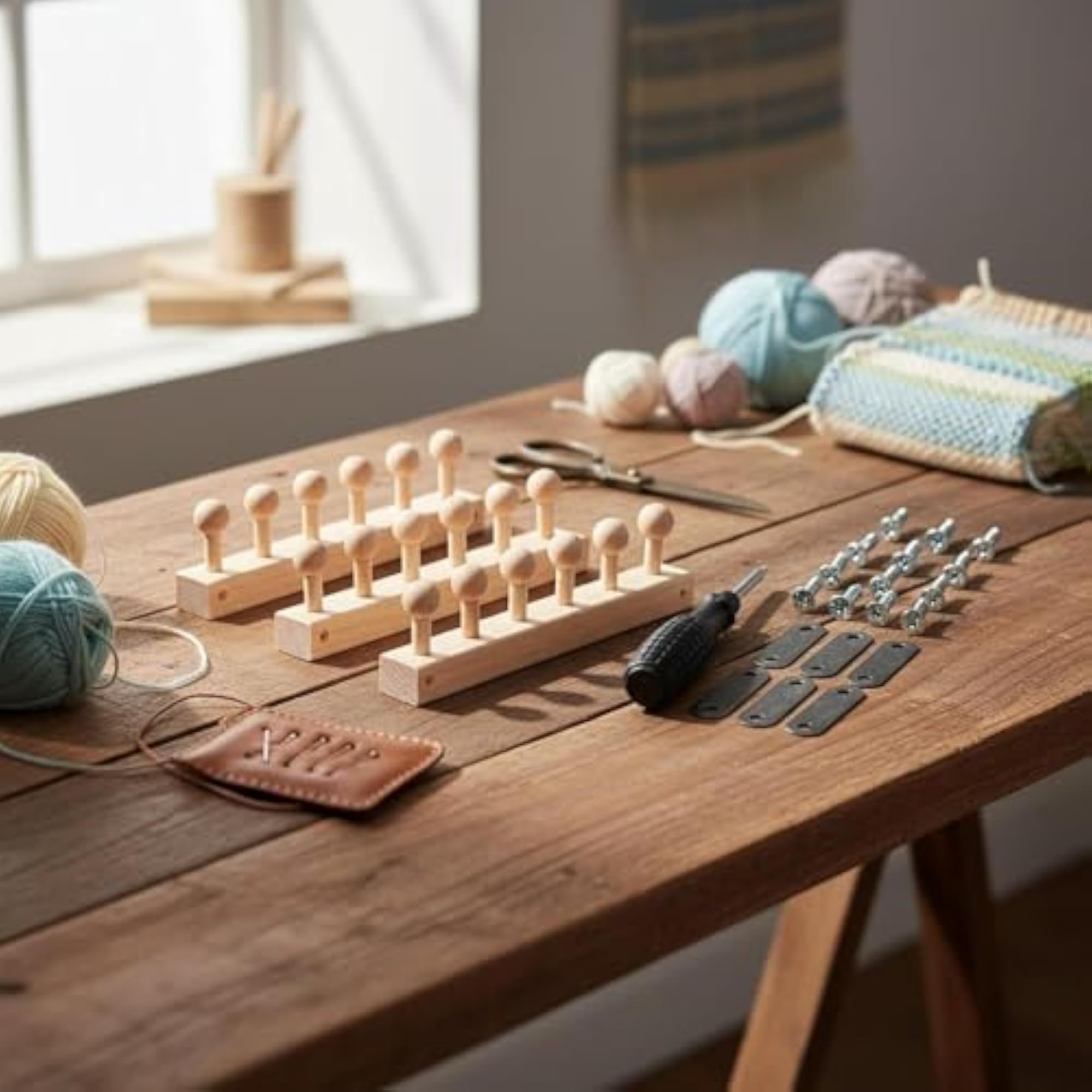 Chunky Blanket Loom Kit Foldable Wooden Round Knitting Loom