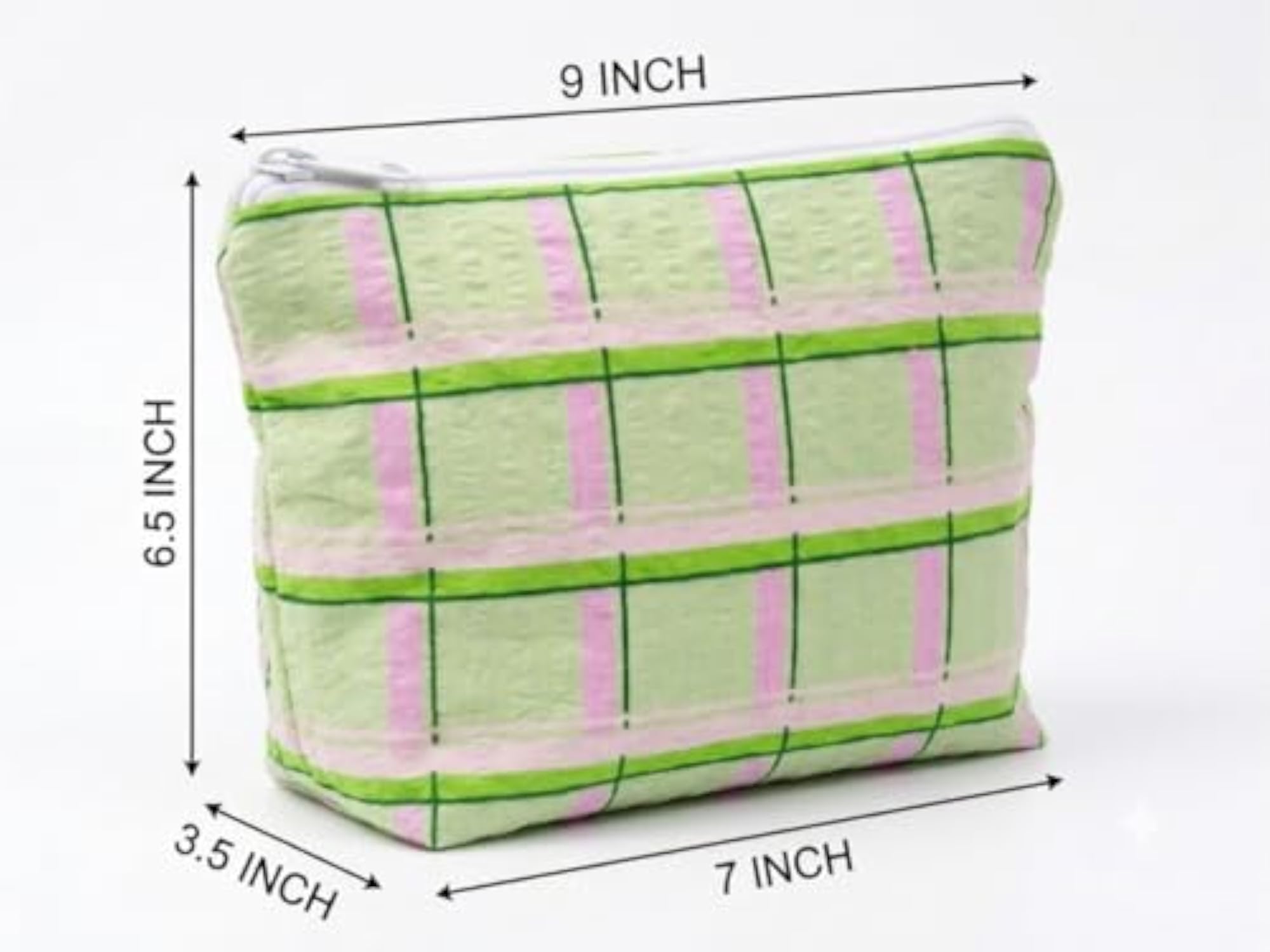 Multipurpose Cloth Pouch, Pink and Green Checkered