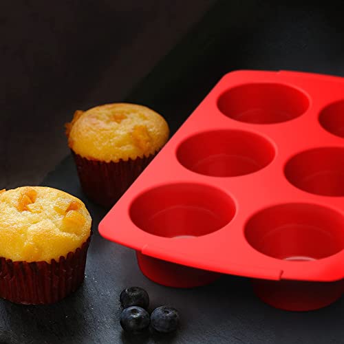 Aokinle Silicon Texas Muffin Pan, European Lfgb Cupcake Jumbo Pan 6 Cups, Non-Stick Deep Big Cupcake Baking Pan, Silicone Large Egg Muffin Molds, Muffin Tins Bpa Free, Set Of 2 #TOP5