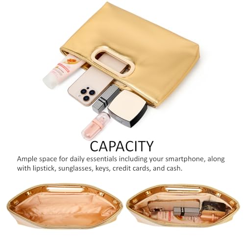 Image of DETARA Clutch Purses for Women Cut Out Handle Clutch PU Leather Evening Bag Elegant Purse for Women Formal Wedding Party