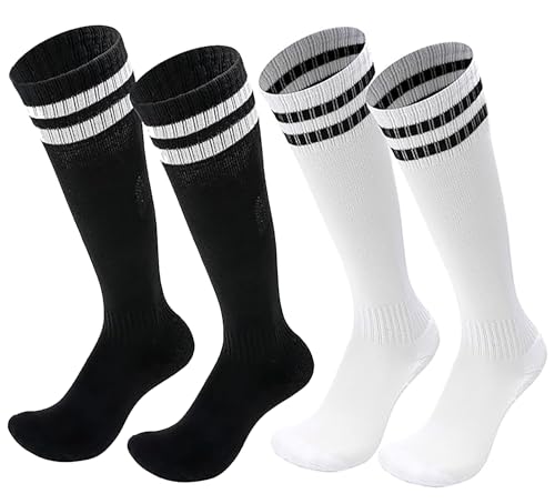 WZTCIBUR Calcetines de fútbol, 2 pares de calcetines de fútbol para niños, calcetines de fútbol antideslizantes, calcetines deportivos unisex para niños, calcetines de entrenamiento, calcetines