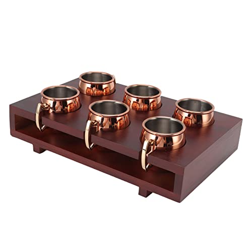 Juego de Mugs Mule, Acero Inoxidable y Madera Sólida, Aislante Térmico 24oz con Estante de Madera, para Bar Hotel Restaurante