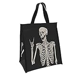 Reusable Lunch Bag Cute Lunch Box, Lunch Tote Handbag for Women Men Work Travel Shopping-Rock and Roll Skeleton Skull Boho Hippie