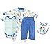 Fenteer Niedliche Neugeborene Babypuppe Kleidung Druckte Overall Strampler mit Zubehör Set - # C