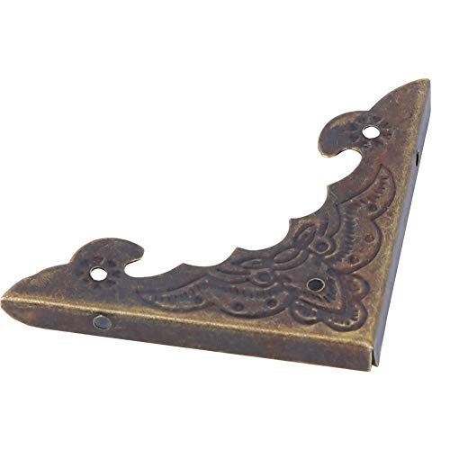 Protector de esquina de metal de 20 piezas, protectores de bordes decorativos vintage, adornos de madera para esquinas de muebles de caja(S-Bronce)