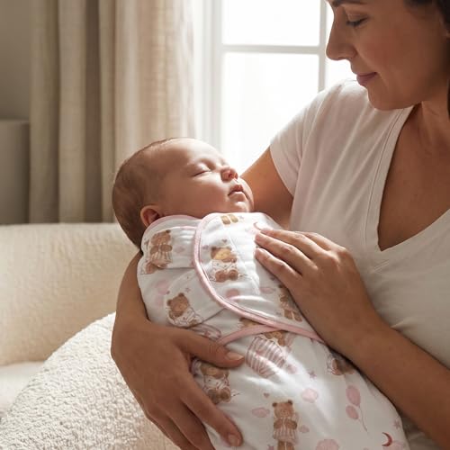 Image of GLLQUEN BABY Swaddles for Newborns 0-3 Months, Adjustable & Easy Fastener | 3-Pack, Baby Girl Swaddles Organic Cotton Womb-Like Nursery Swaddling Blanket reduces startle reflex, Soft & Skin-Friendly