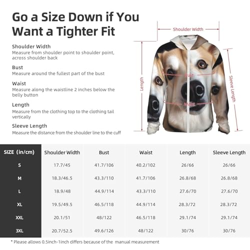 Animal Dog Photo Camiseta masculina com capuz com proteção solar FPS 50+, manga comprida, Rash Guard