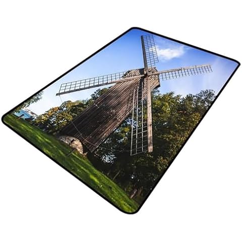 HDiGit Blue Windmill Area Rug Cover
