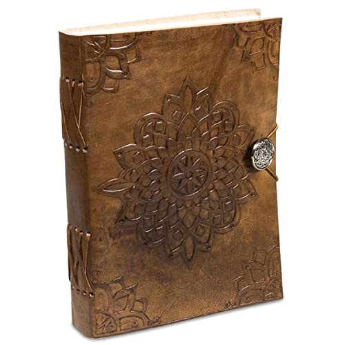Carnet de notes mandala couverture cuir véritable finition artisanale