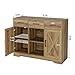 HOSTACK Wood Modern Farmhouse Buffet Storage Cabinet Barn Doors Sideboard with Storage, Drawers and Shelves for Coffee Bar, Kitchen, Dining Room, Living Room, Rustic Brown