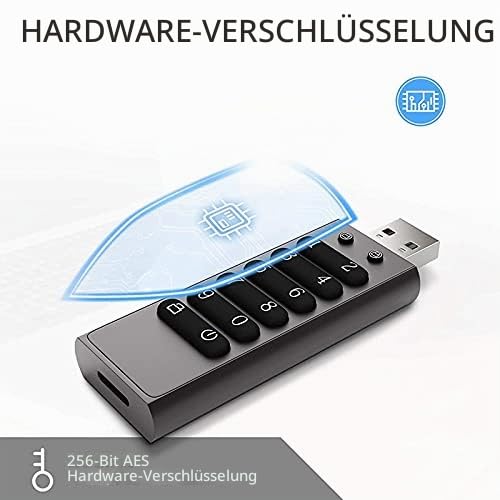 Sicheres USB Laufwerk, 32GB VerschlüSseltes USB Flash Laufwerk Hardware Passwort Erinnerung Stick mit Tastatur U Disk Flash