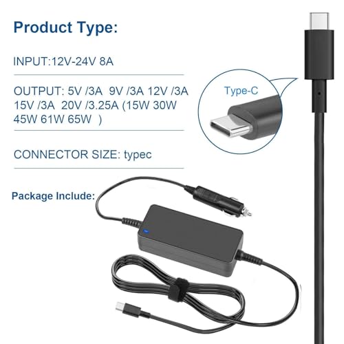 Cargador de auto para Dell Latitude 12 Rugged Extreme 65W miniatura 2