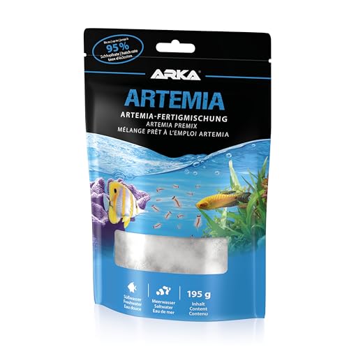 Artemia-Eier mit Salz – Komplett-Set 195g für Lebendfutter im Aquarium – hohe Schlupfrate bis 95 % – ideales Aufzuchtfutter für Jungfische, Korallen & Wirbellose – sofort einsatzbereit – ARKA