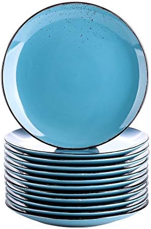 vancasso Navia Oceano Dinner Plate Set of 4, Stoneware Vintage Look Light Blue Dinnerware Tableware, 10.5 inch Snack/Salad/Fruit/Side Plate. (27 * 27 * 2.5cm)