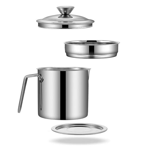 Aceitera Antigoteo Acero Inoxidable 500ml Aceitera Metalica Cocina Con Un Tapon Aceitera Antigoteo, Plateado, Aceitera Metal Con Asa Filtro Para Aceite Cocina Freir Contenedor De Aceite Cover