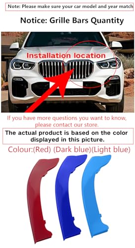 Image of M-Colored Auto Grille Inserts Stripes Trims, Center Kidney Grilles Car Accessories Compatible with BMW 2009-2012 3-Series E90 Auto M-Colored Exterior Interior Decoration,Color A