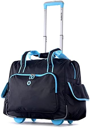 Olympia U.S.A. Deluxe Fashion Rolling Overnighter, Black/Blue, One Size
