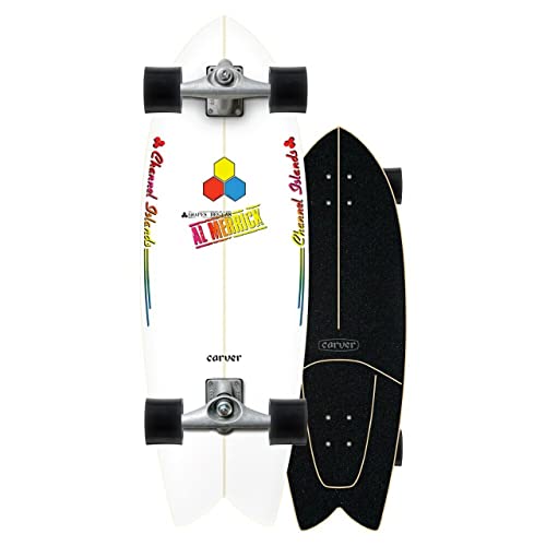 Carver Skateboards Channel Islands Fishbeard Surf Skate 29.3 pulgadas - CX Raw - 69 mm redondo cóncavo, color blanco