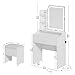 LIKIMIO Small Makeup Vanity Desk with Mirror and Lights, Vanity Table Set with Storage Drawer, Chair and Three Shelves, Bedroom, White