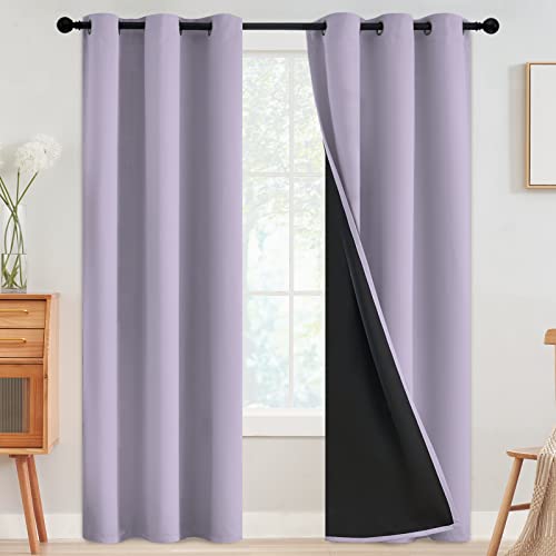 Image of SimpleHome Lilac 100% Blackout Curtains Room Darkening Living Room 84 Inch
