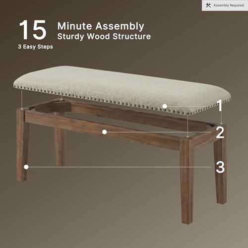 Signature Design by Ashley Moriville Wood Upholstered Dining Bench, Beige - image 4