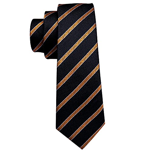 Image of Barry.Wang Tie Sets for Men Silk Stripe Necktie Woven Checkered Handkerchief Cufflinks Formal Business Wedding