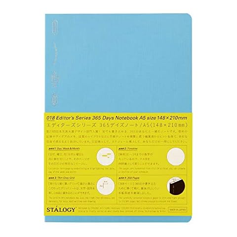 Nitoms S4106 STALOGY Notebook, A5, Squared, 365 Days Notebook, Blue Cover