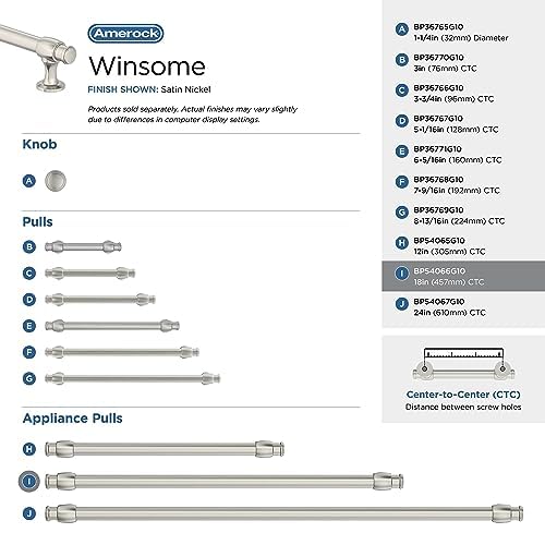 Amerock BP54066G10 | Satin Nickel Appliance Pull | 18 inch (457 mm) Center to Center Cabinet Handle | Winsome | Furniture Hardware by Amerock - Image 3