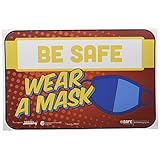BeSafeメッセージ「Be Safe、Wear A Mask」、3パック 9インチx6インチ、明るい大胆な色、貼り直し可能な教育安全標識、ほとんどの表面に最適:ガラス、金属、塗装面