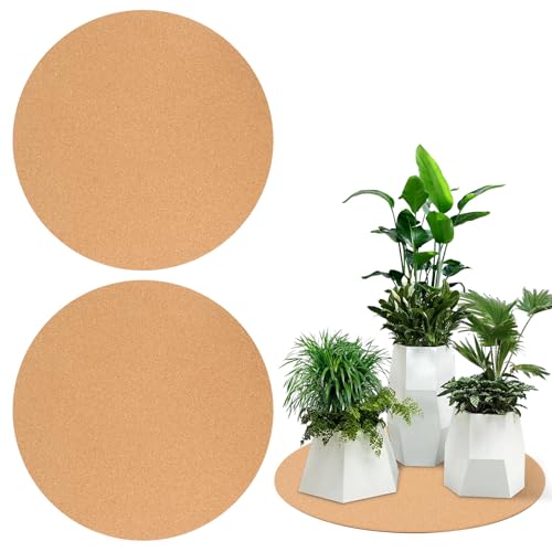 2 posavasos para macetas, diámetro de 40 cm, posavasos de corcho redondos, antideslizantes, grandes, de corcho, placa de corcho para macetas, ollas y sartenes, alfombrilla de protección contra el