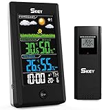 [page_title]-SKEY 16 IN 1 Wetterstation Funk mit Außensensor Wettervorhersage, Digitaler Thermometer-Hygrometer für Innen Außen, Alarm/Snooze, 3 Außenkanäle, Farbdisplay LCD Bildschirm