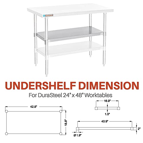 Image of DuraSteel Galvanized Under Shelf for Work Tables - Extra Adjustable Lower Shelf for 24 inch x 48 inch Stainless Steel and Wooden Worktables - Fits for use in Restaurant, Warehouse, Home, Kitchen, Garage