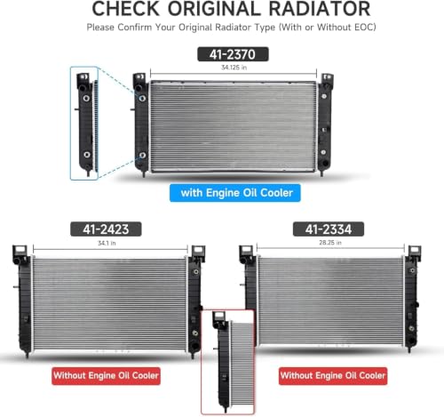 Image of 28-1 /4 inch Engine Coolant Radiator NO EOC For vehicles with RPO code C60 (single-zone manual A /C) For Chevy Tahoe 5.3L 4.8L 2000-2006,Suburban 1500 5.3L 2000-2006,Silverado 1500 4.3L 1999-2004, 2009-2012