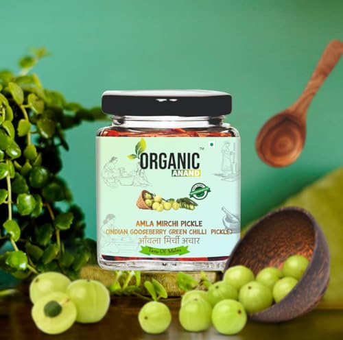 Image of Organic Anand Pure & Natural Amla-Mirchi Pickle, Fresh Amla & Green Chilli, Homemade Hari Mirch ka Aachar (250gm-Pack of 1)