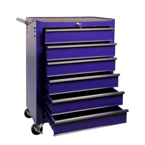 6-Drawer Rolling Tool Chest with Wheels, 20.8" Lockable Tool Cart, Purple