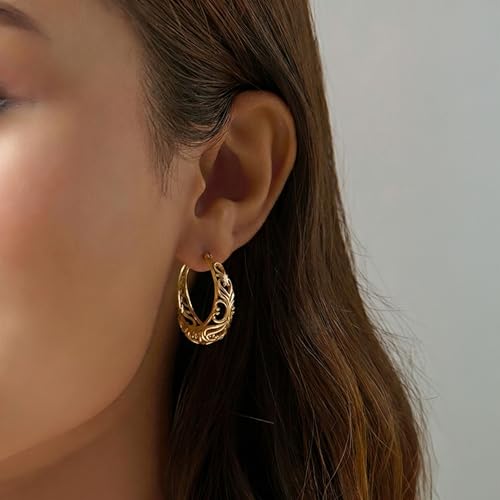 Image of TRUESILVER ACPL 925 Sterling Silver BIS Hallmarked Filigree Hoop Earrings for Women & Girls | Lightweight Designer Oval /Round Hoops | Everyday Wear | Gift for Her