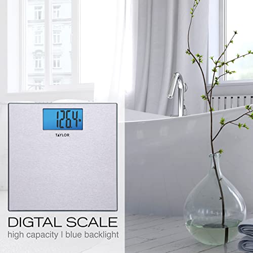 Taylor Digital Scales For Body Weight, Highly Accurate 400 Lb Capacity, Unique Blue Lcd, Auto On And Off Scale, 11.8 X 11.8Inches, Stainless Steel #TOP4