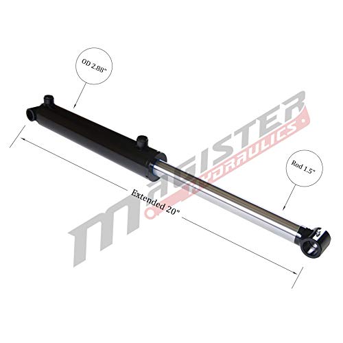 Image of Magister Hydraulic Cylinder 2.5 inch Bore x 6 inch Stroke, Welded Hydraulic Ram with Cross Tube Ends, Double Acting Hydraulic Piston 3500 PSI (WCT 2.5x6)